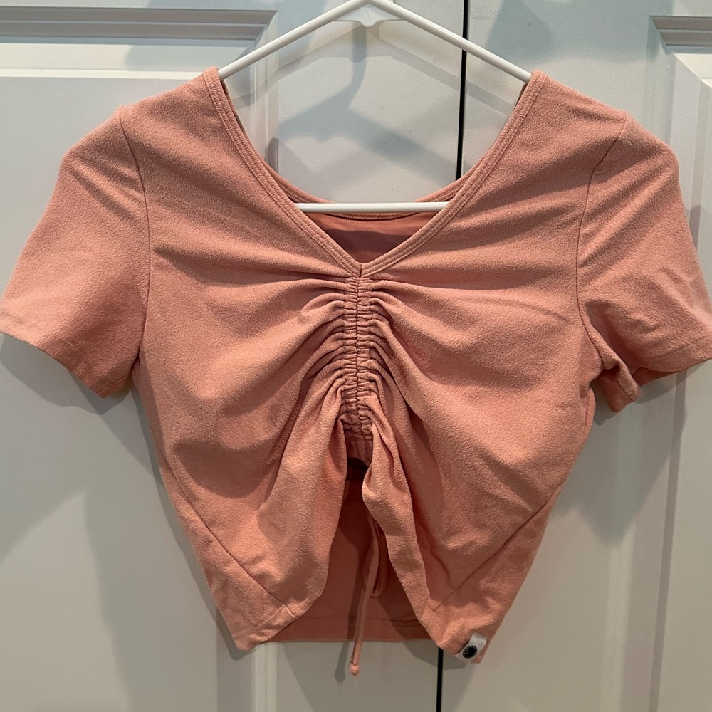 Five Dancewear Peach Drawstring Top Size Medium. Built-in Bra.